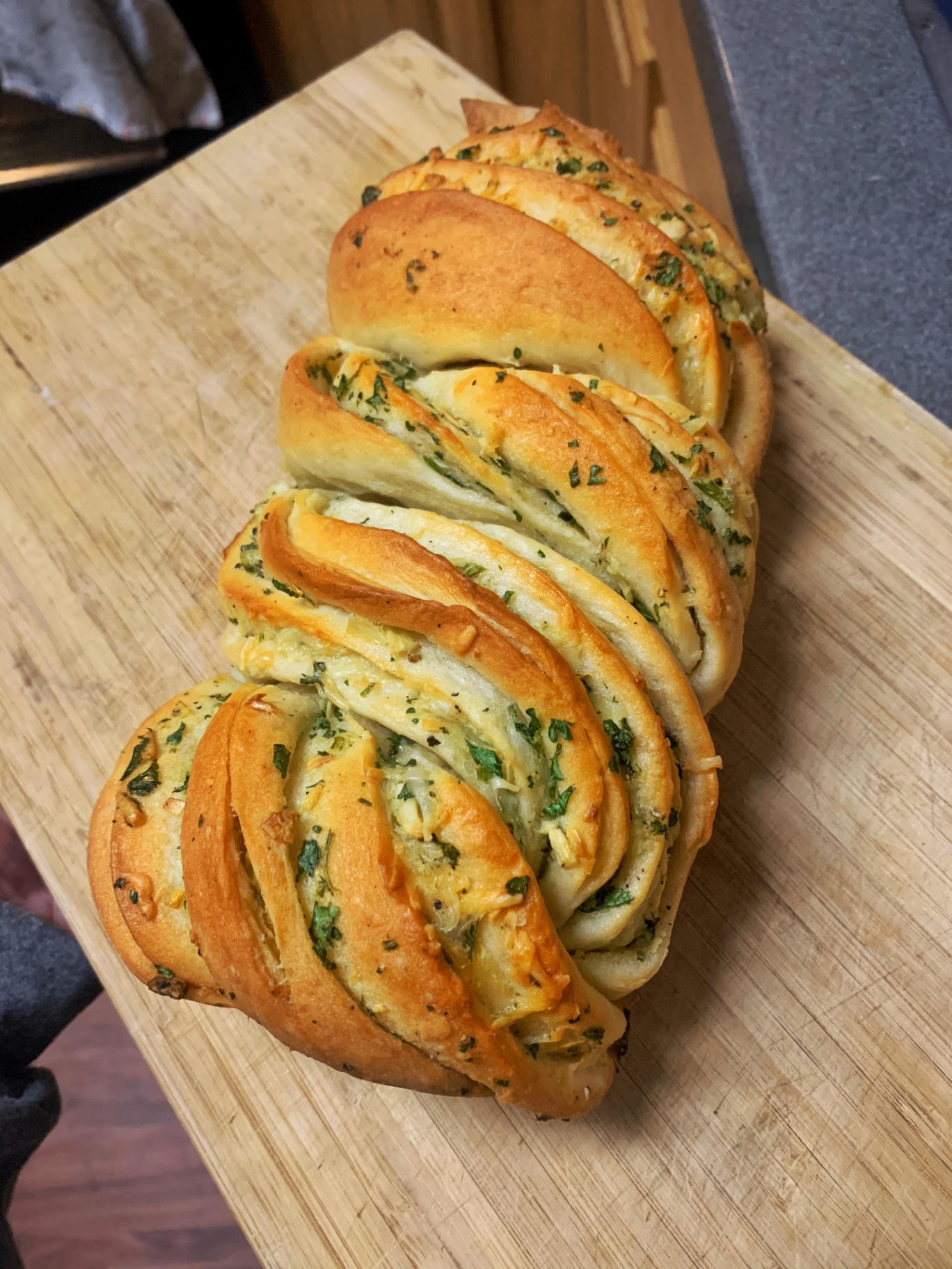 Roasted Garlic and Gruyère Savory Babka | Baking Great Bread at Home - finished bread